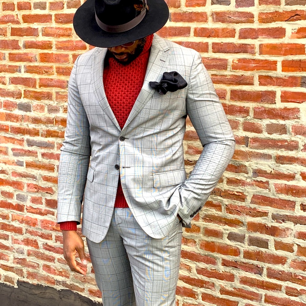 GEMELLI Glen Plaid Wool Mohair Suit Notch Lapel